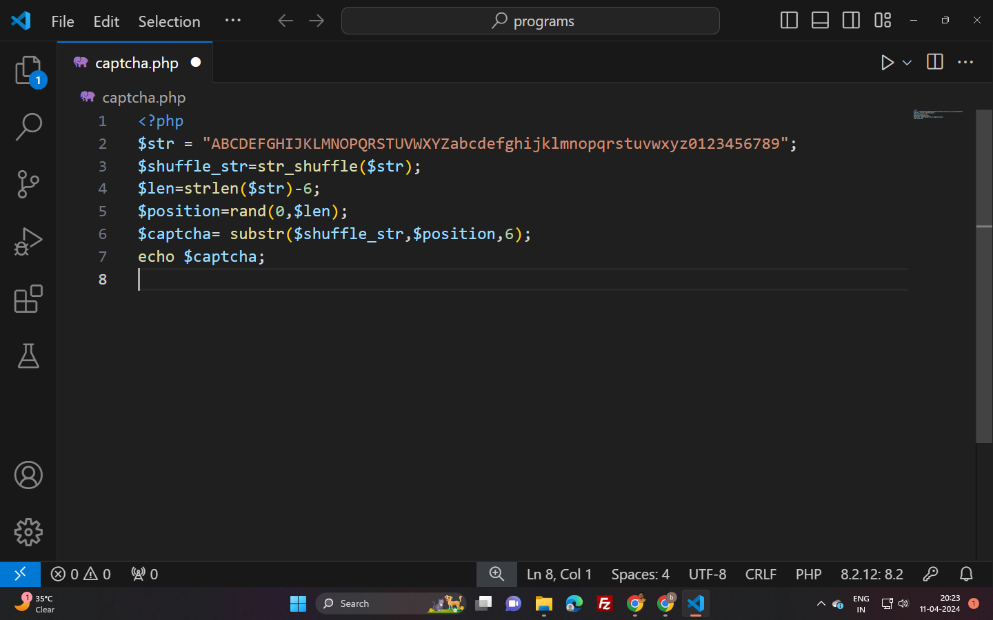 How to create text captch code in PHP