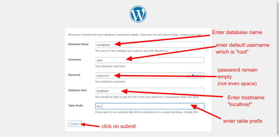 Info about Mysql Database in wordpress to installing wordpress