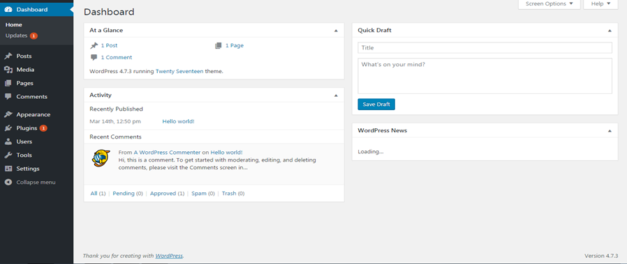 Overview of WordPress Dashboard